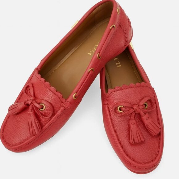 Coach FG1270 Red Bow Scalloped Tassel Loafer - Size US 11 - Picture 1 of 3